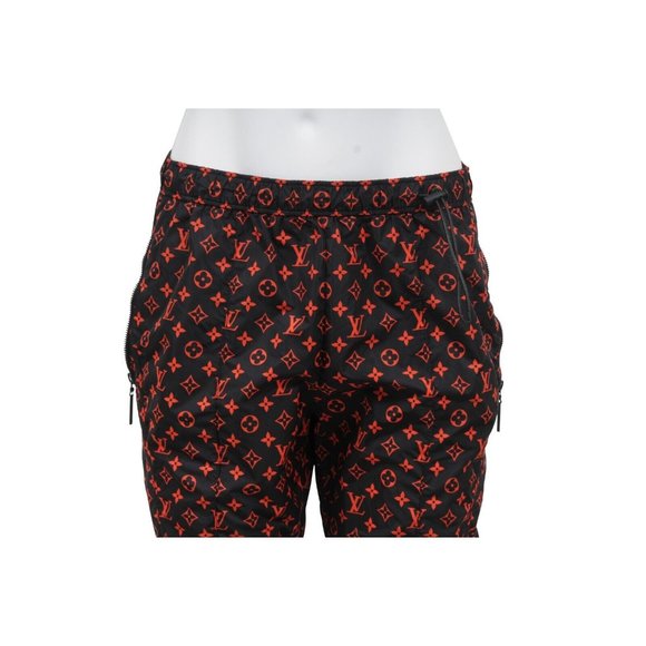 Louis Vuitton Women Jogging Pants 40 Black Red Monogram Technical Cotton Joggers - Picture 3 of 16